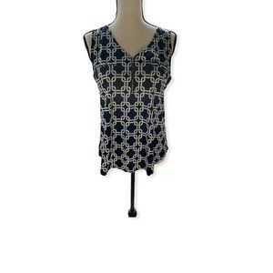 Sweet Wanderer Women’s Navy Blue White  Tank Top Size M Zipper